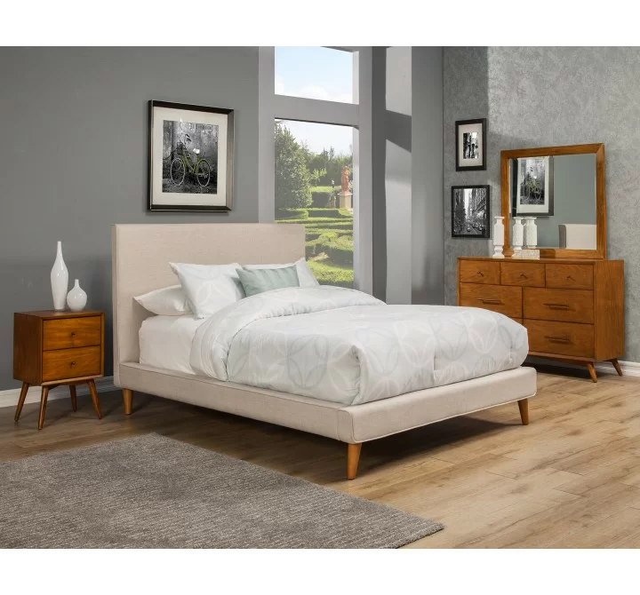 Alpine Furniture Britney Queen Bed in Light Grey - Lifestyle