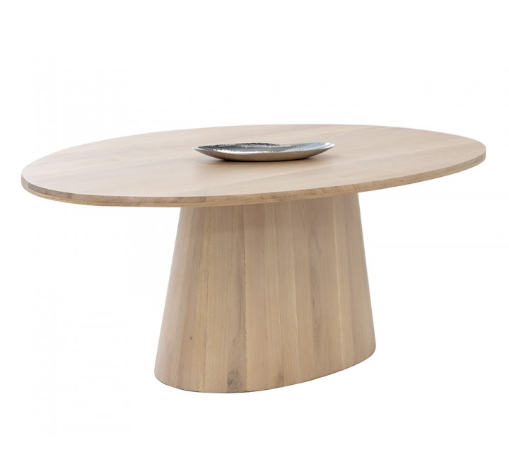 Sunpan Althea Dining Table - Oval in Light Oak - 84" - Angled with Decor