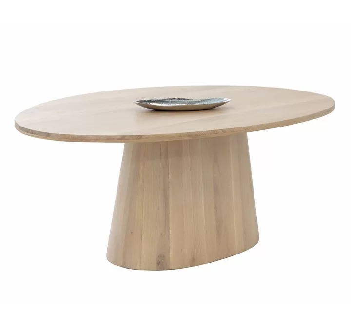 Sunpan Althea Dining Table - Oval in Light Oak - 84" - Angled with Decor