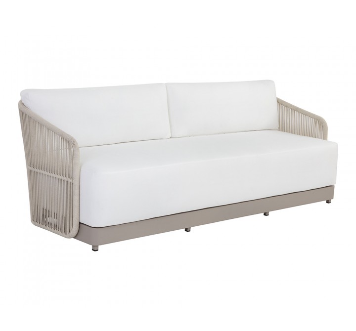 Sunpan Allariz Sofa in Greige and Stinson White - Front Side Angle