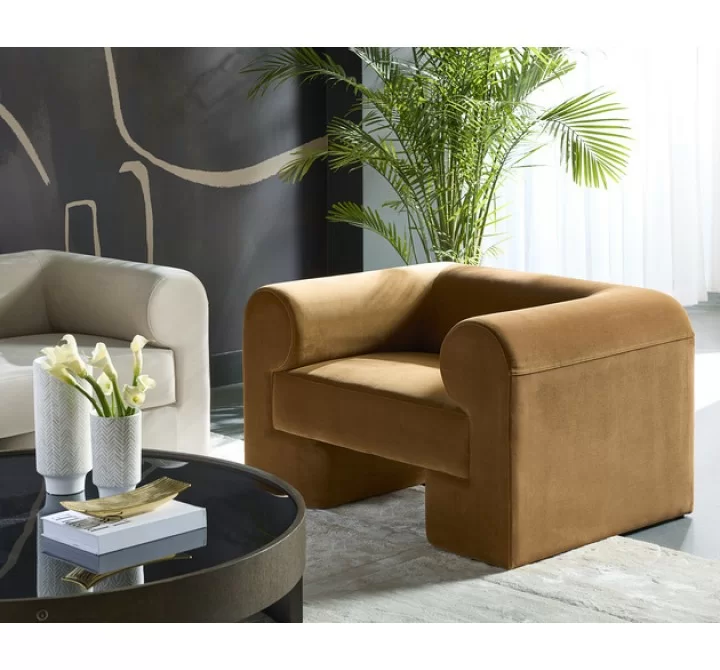 Sunpan Ionic Armchair in Meg Gold- Lifestyle