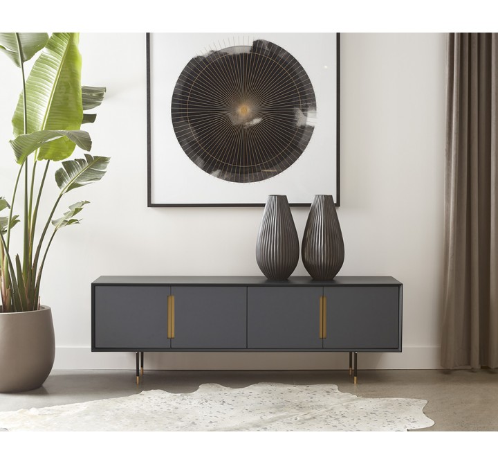 Sunpan Danbury Media Console And Cabinet In Slate Navy - Lifestyle