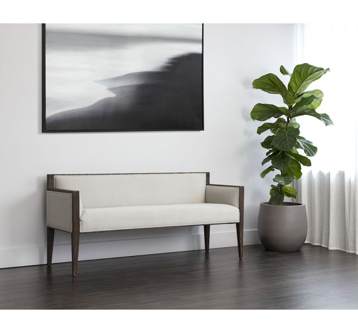 Sunpan Babel Bench in Cube Mist Grey - Lifestyle