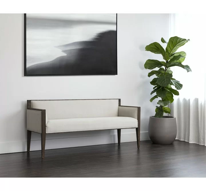 Sunpan Babel Bench in Cube Mist Grey - Lifestyle