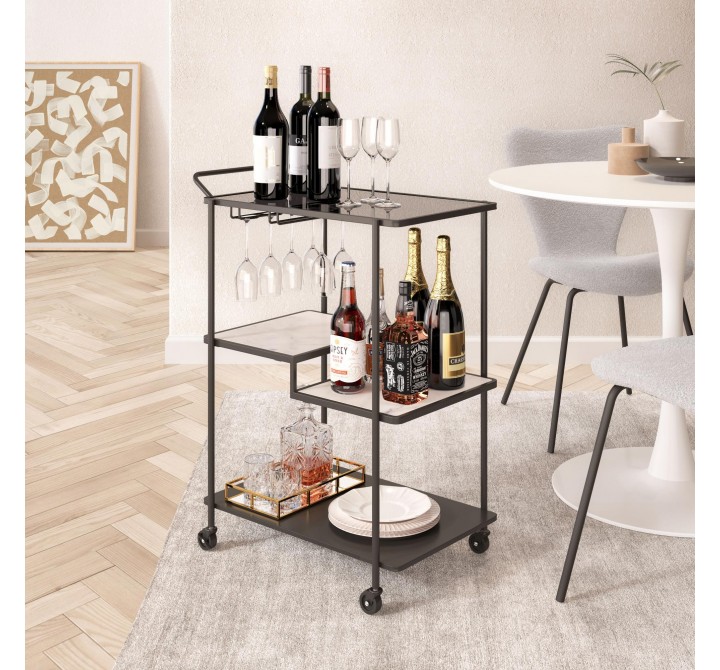 Zuo Modern Constanza Bar Cart in Black - Lifestyle 