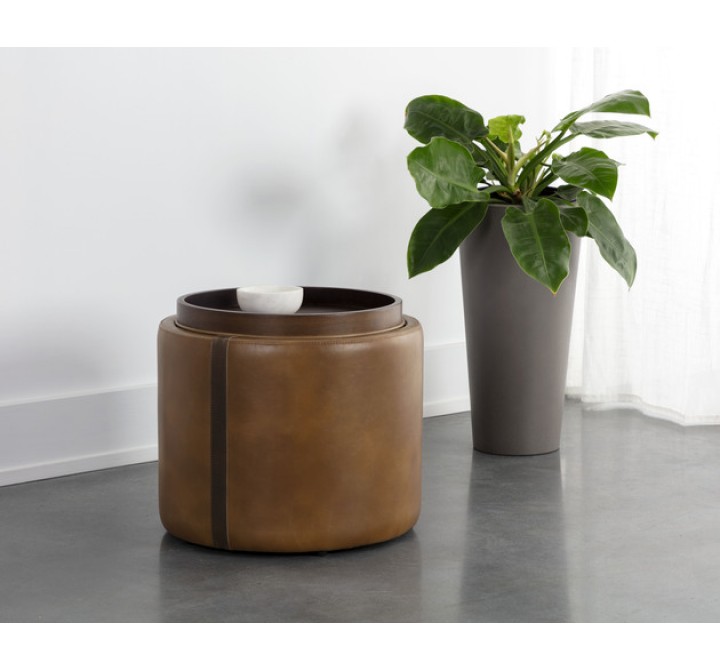 Sunpan Borelli Storage Ottoman - Tobacco Tan / Autumn Chestnut - Lifestyle