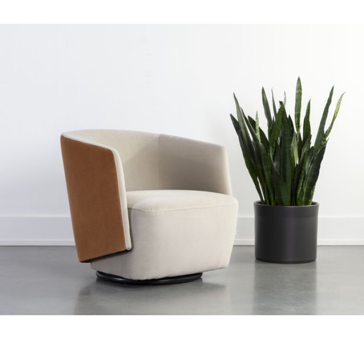 Sunpan Sarina Swivel Lounge Chair - Meg Taupe / Meg Gold