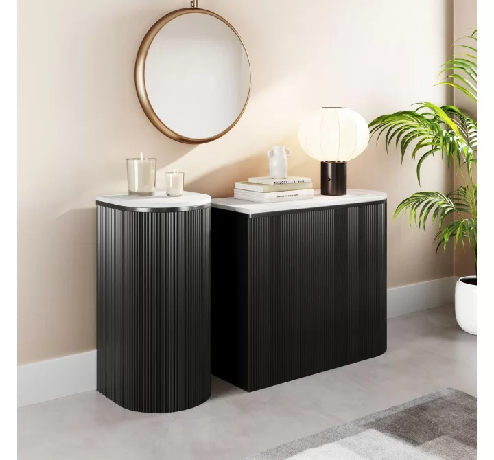 Zuo Modern Ormara Console Table Set in White and Black - Lifestyle