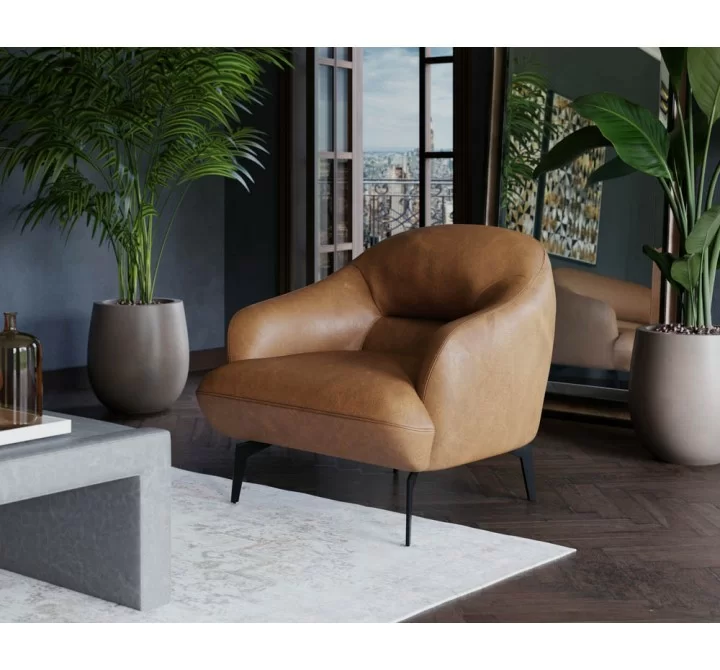 Sunpan Armani Armchair in Cognac Leather - Lifestyle