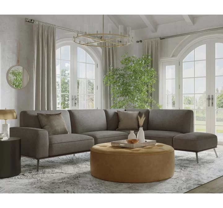 Sunpan Brandi Sofa Chaise - Raf - Vintage Charcoal Leather - Lifestyle 2