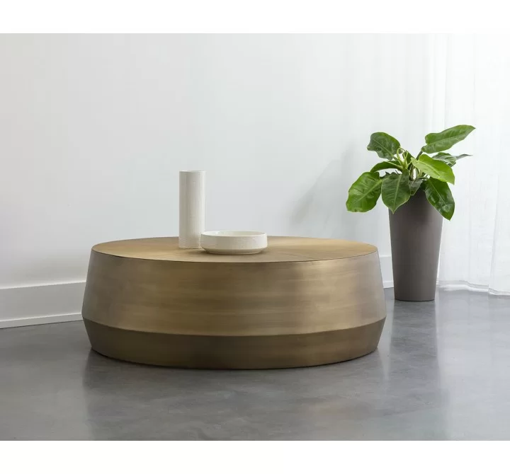  Sunpan Creed Coffee Table In Antique Gold - Lifestyle