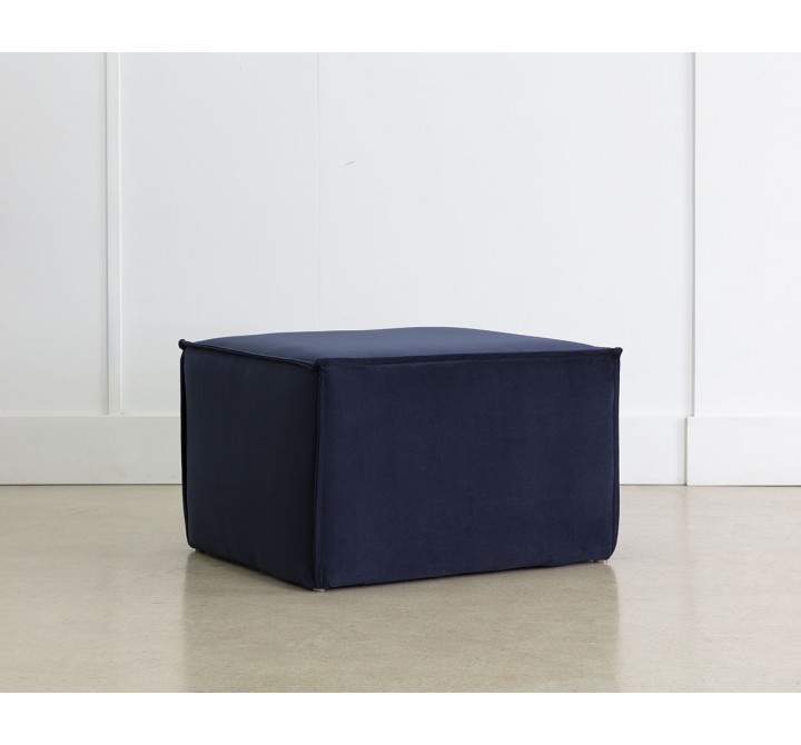 Sunpan Calista Ottoman In Abbington Navy - Angled