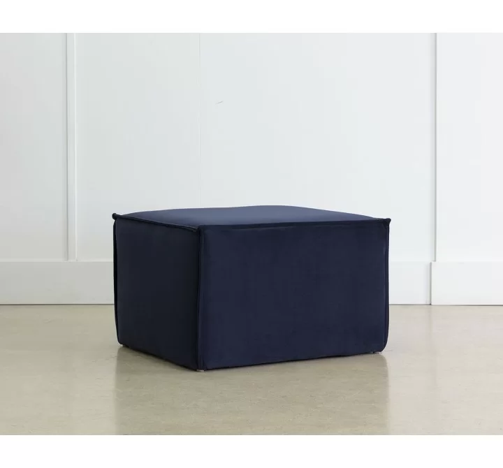 Sunpan Calista Ottoman In Abbington Navy - Angled