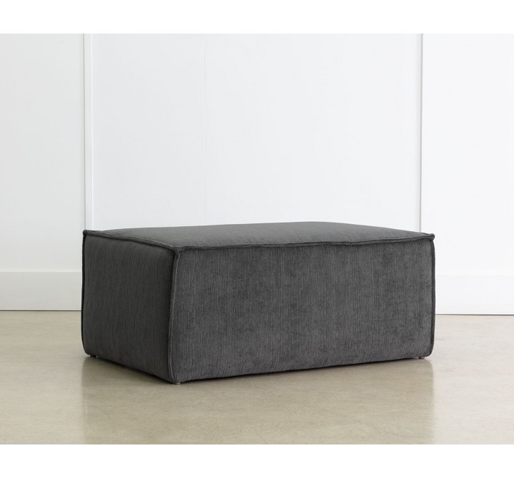 Sunpan Calista Ottoman In Navarro Pewter - Angled