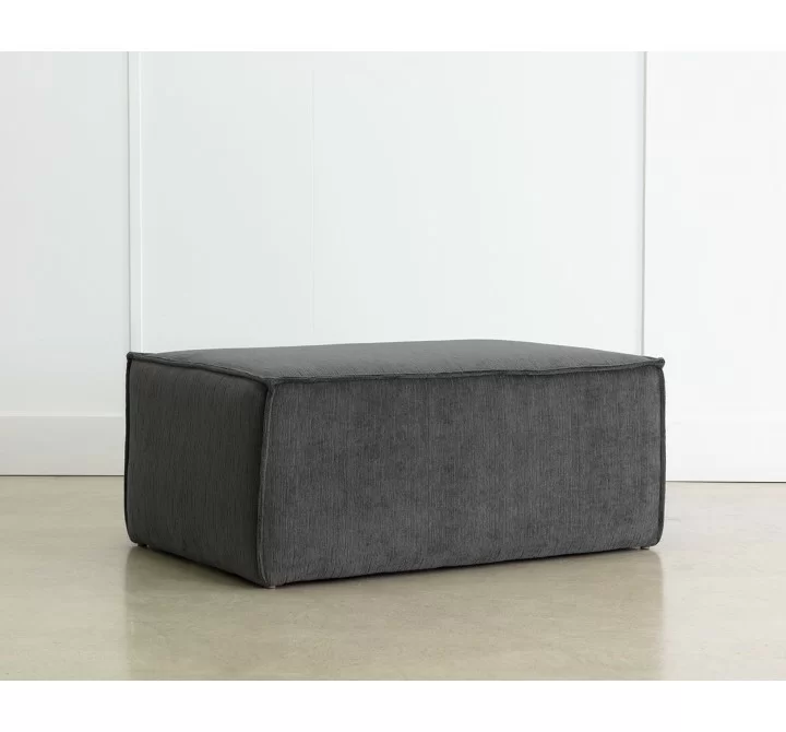 Sunpan Calista Ottoman In Navarro Pewter - Angled