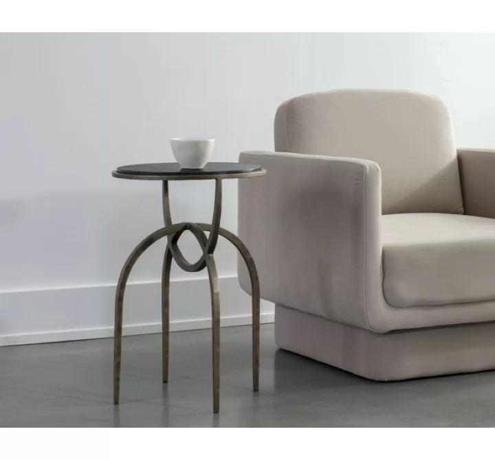 Sunpan Alicent End Table - Black Marble - Lifestyle