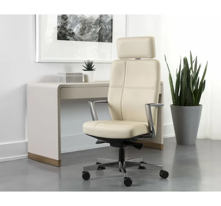 Sunpan Dennison Office Chair in Sand Leather - Lifestyle