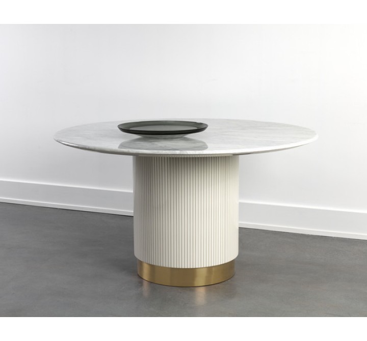 Sunpan Paloma Dining Table - Round - White Marble - 54"
