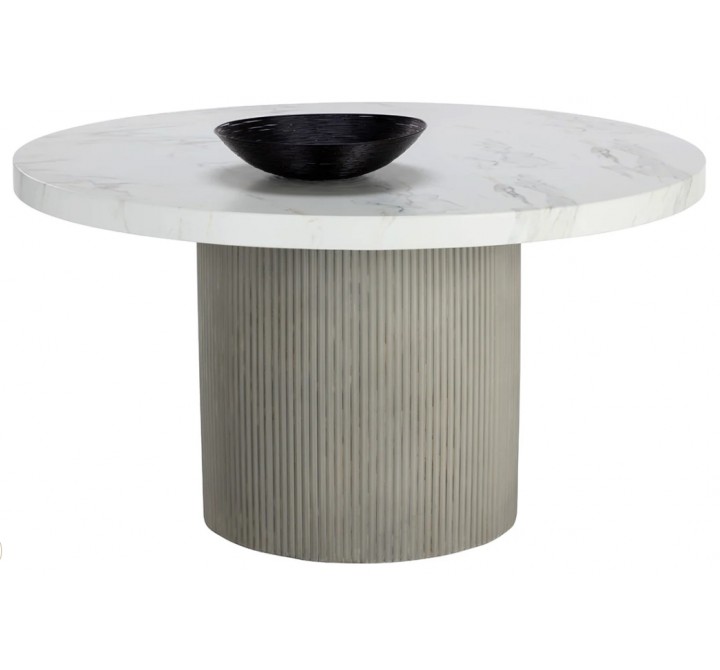 Sunpan Nicolette Dining Table Light Grey - Marble Look - 55" -1