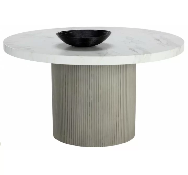 Sunpan Nicolette Dining Table Light Grey - Marble Look - 55" -1