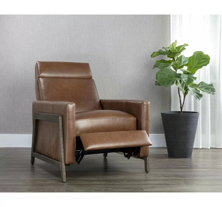 Sunpan Brandon Recliner in Shalimar Tobacco Leather - Lifestyle