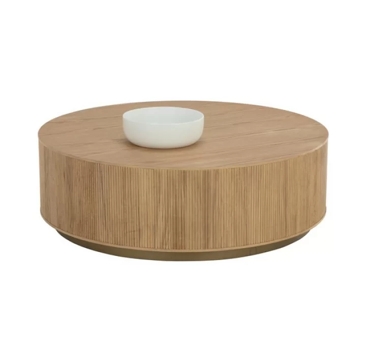 Sunpan Kalla Coffee Table - Rustic Oak with Decor