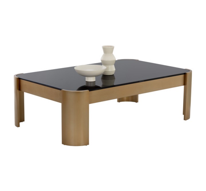 Sunpan Irvine Coffee Table - Front Side Angle with Decor