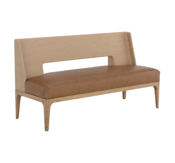 Sunpan Brocco Banquette - Milliken Cognac - Front Side Angle
