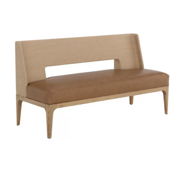 Sunpan Brocco Banquette - Milliken Cognac - Front Side Angle