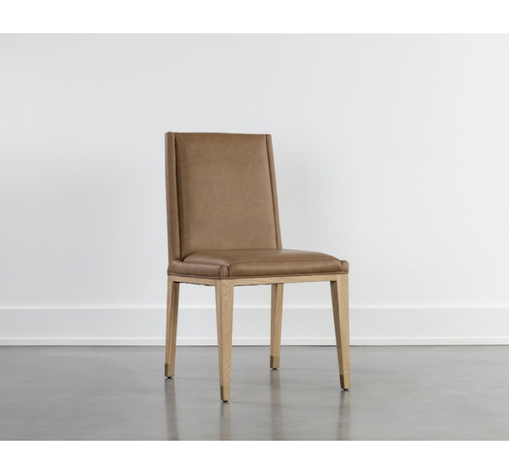 Sunpan Kalla Dining Chair - Milliken Cognac - Front Side Angle