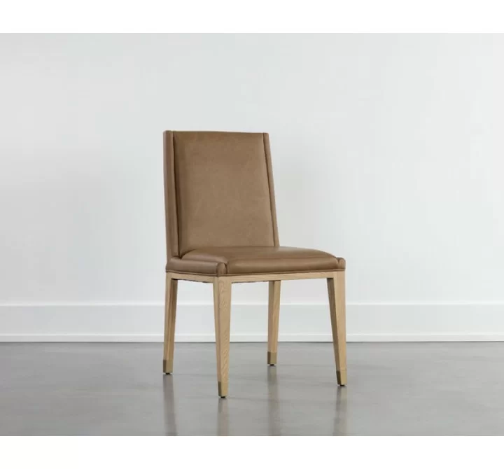 Sunpan Kalla Dining Chair - Milliken Cognac - Front Side Angle