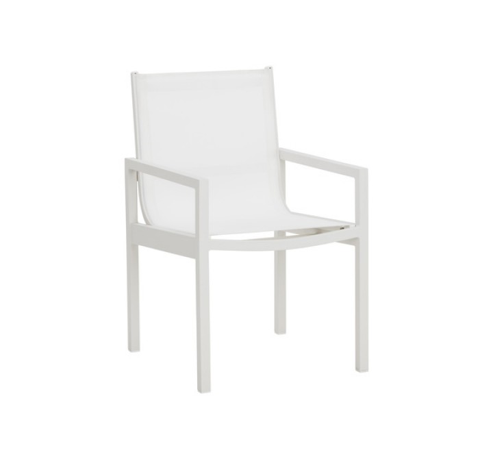 Sunpan Merano Dining Armchair White - Front Side Angle