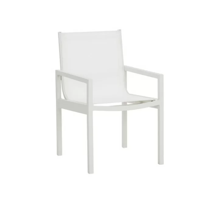 Sunpan Merano Dining Armchair White - Front Side Angle