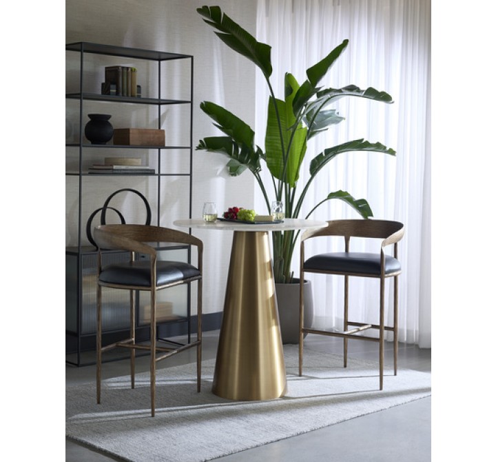 Sunpan Zanatta Counter Stool - Charcoal Black Leather Set 2