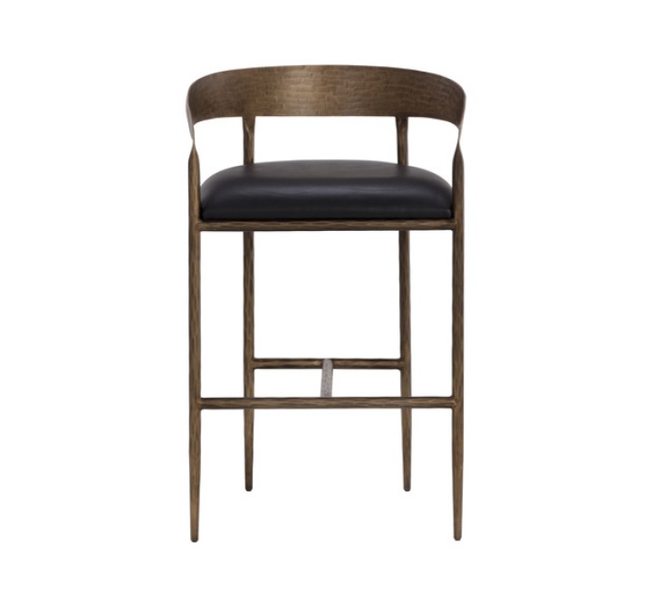 Sunpan Zanatta Barstool - Charcoal Black Leather Front