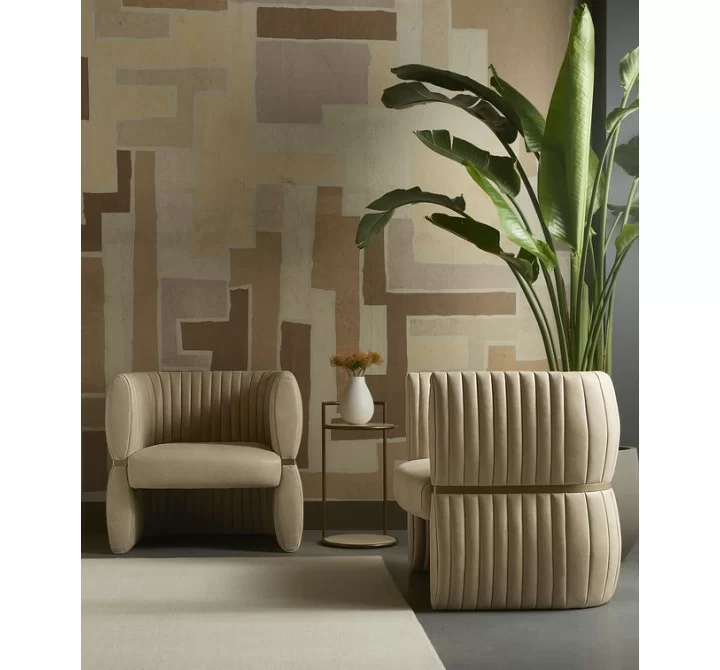 Sunpan Tryor Lounge Chair Sahara Sand Leather Set