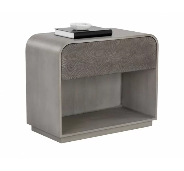 Sunpan Aalgarve Nightstand - Champagne Gold and Grey