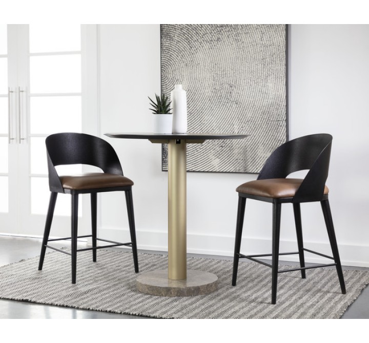 Sunpan Dezirae Counter stool Black - Cognac Leather Set