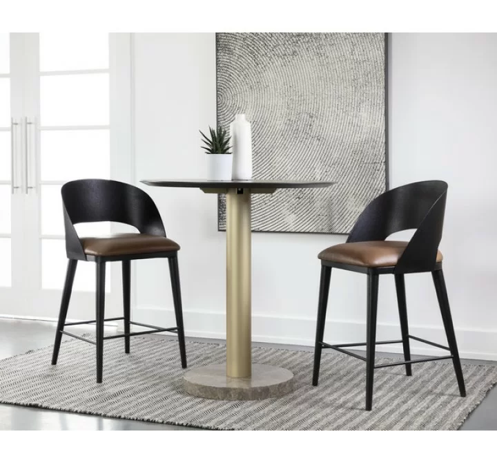 Sunpan Dezirae Counter stool Black - Cognac Leather Set