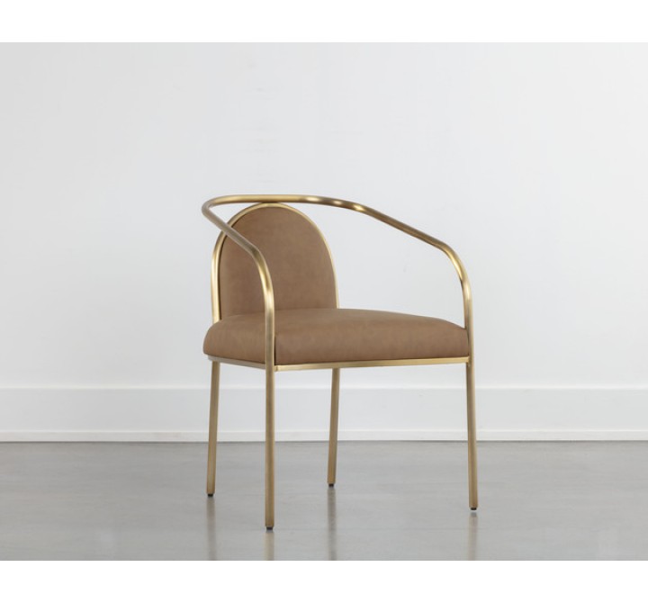 Sunpan Cicero Dining Armchair - Milliken Cognac - Lifestyle
