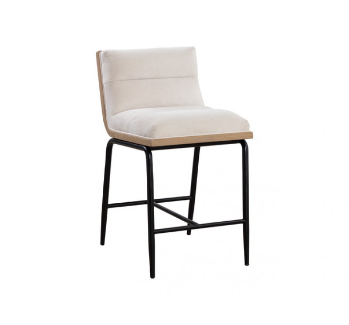 Sunpan Abilene Counter Stool - Polo Club Muslin Back - Front Side Angle
