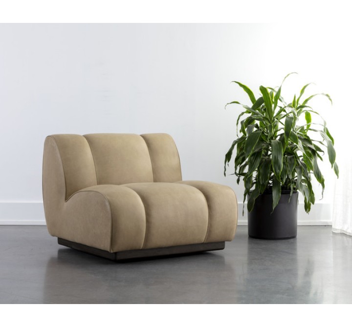 Sunpan Blaise Swivel Lounge Chair - Sahara Sand Leather - Lifestyle