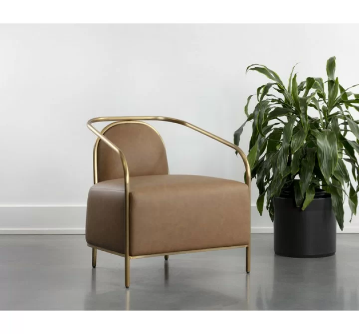 Sunpan Cicero Lounge Armchair - Milliken Cognac - Lifestyle