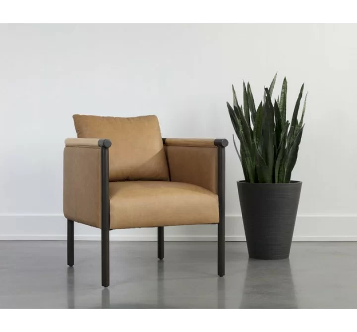 Sunpan Wilder Lounge Chair - Ludlow Sesame Leather