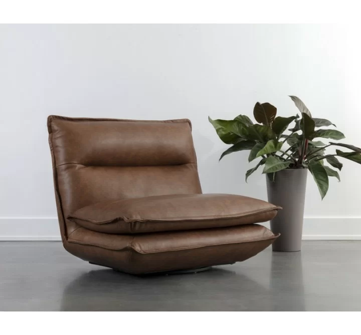 Sunpan Colson Swivel Armless Chair - Cognac Leather - Lifestyle