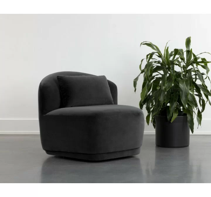 Sunpan Soraya Swivel Armless Chair - Shadow Grey