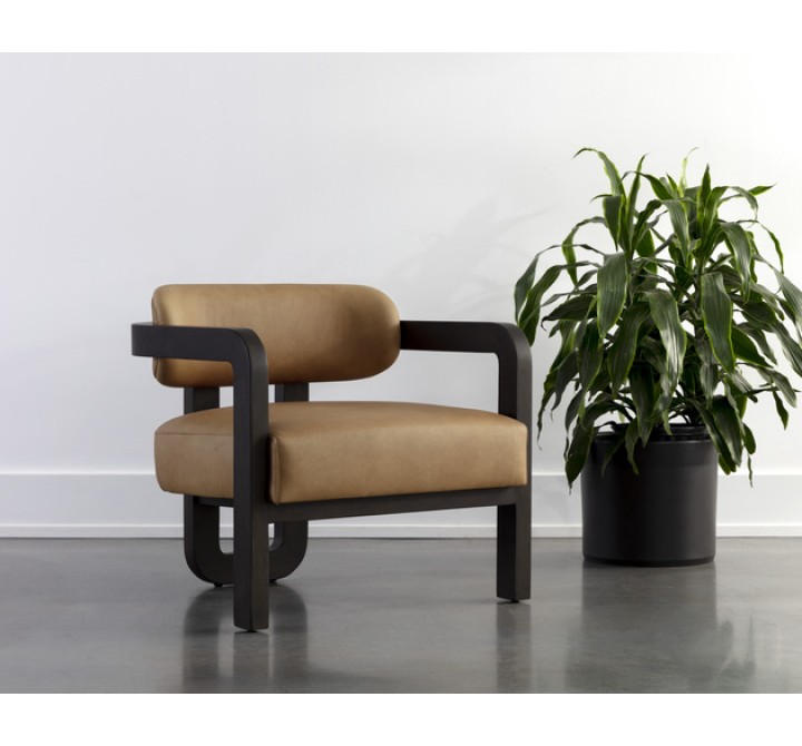 Sunpan Madrone Lounge Chair Brown - Ludlow Sesame Leather - Lifestyle