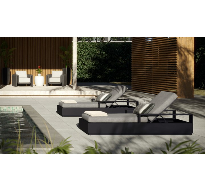 Sunpan Tavira Lounger - Lanikai Salt And Pepper