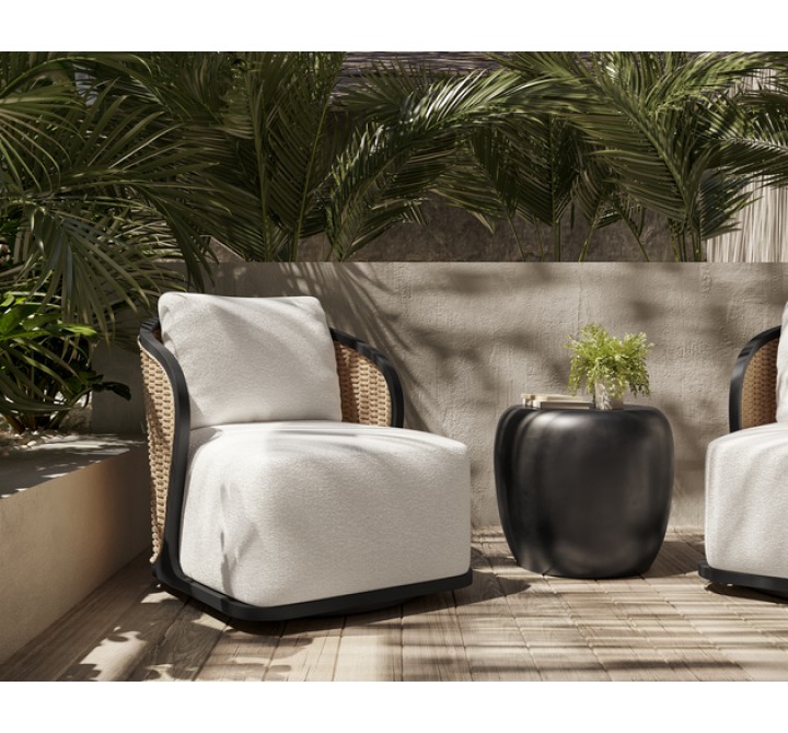 Sunpan Bora Swivel Lounge Chair - Louis Cream - Lifestyle