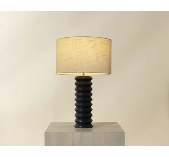 Sunpan Oletto Table Lamp - Lit Front Angle